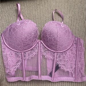 Victoria’s Secret Lavender Lace Longline Bra 34C